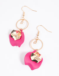 Fuchsia Open Circle & Petal Drop Earring - link has visual effect only