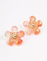 Red Facet Flower Stud Earrings - link has visual effect only