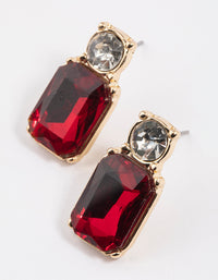 Red Round & Radiant Stud Earrings - link has visual effect only