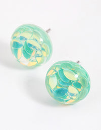 Teal Resin Petals Stud Earrings - link has visual effect only