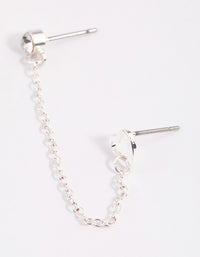 Silver Diamante & Heart Chain Earrings - link has visual effect only