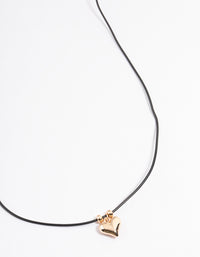 Small Gold Puffy Heart Cord Necklace - link has visual effect only
