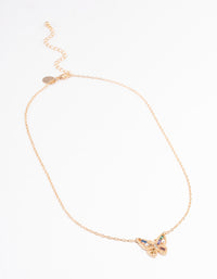 Gold Diamante & Pearl Butterfly Necklace - link has visual effect only