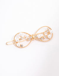 Gold Dainty Pearl Open Bow Clip - link has visual effect only