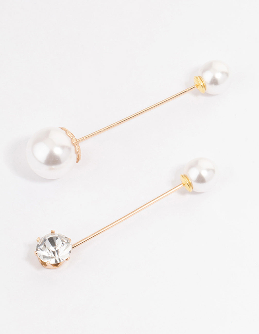 Gold Pearl & Diamante Scarf Pin Pack