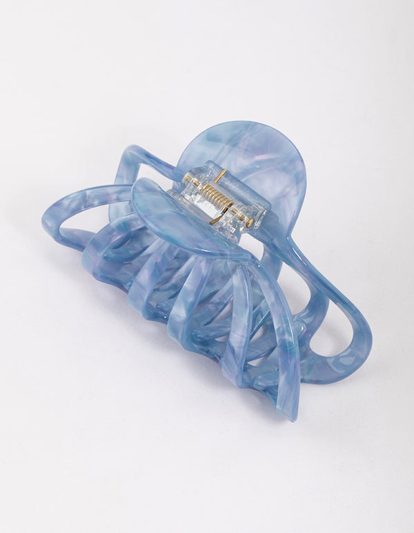 Blue Acrylic Round Cut Out Claw Clip