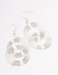 Silver Linked Coil Drop Earrings - link has visual effect only