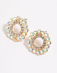 Gold Open Diamante Halo Stud Earrings - link has visual effect only