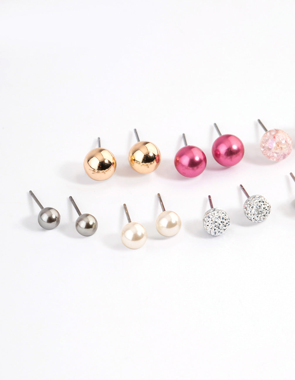 Pink Multi Ball & Beaded Earrings 8-Pack
