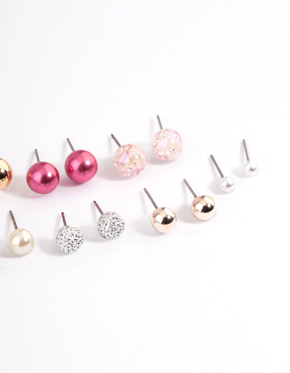 Pink Multi Ball & Beaded Earrings 8-Pack