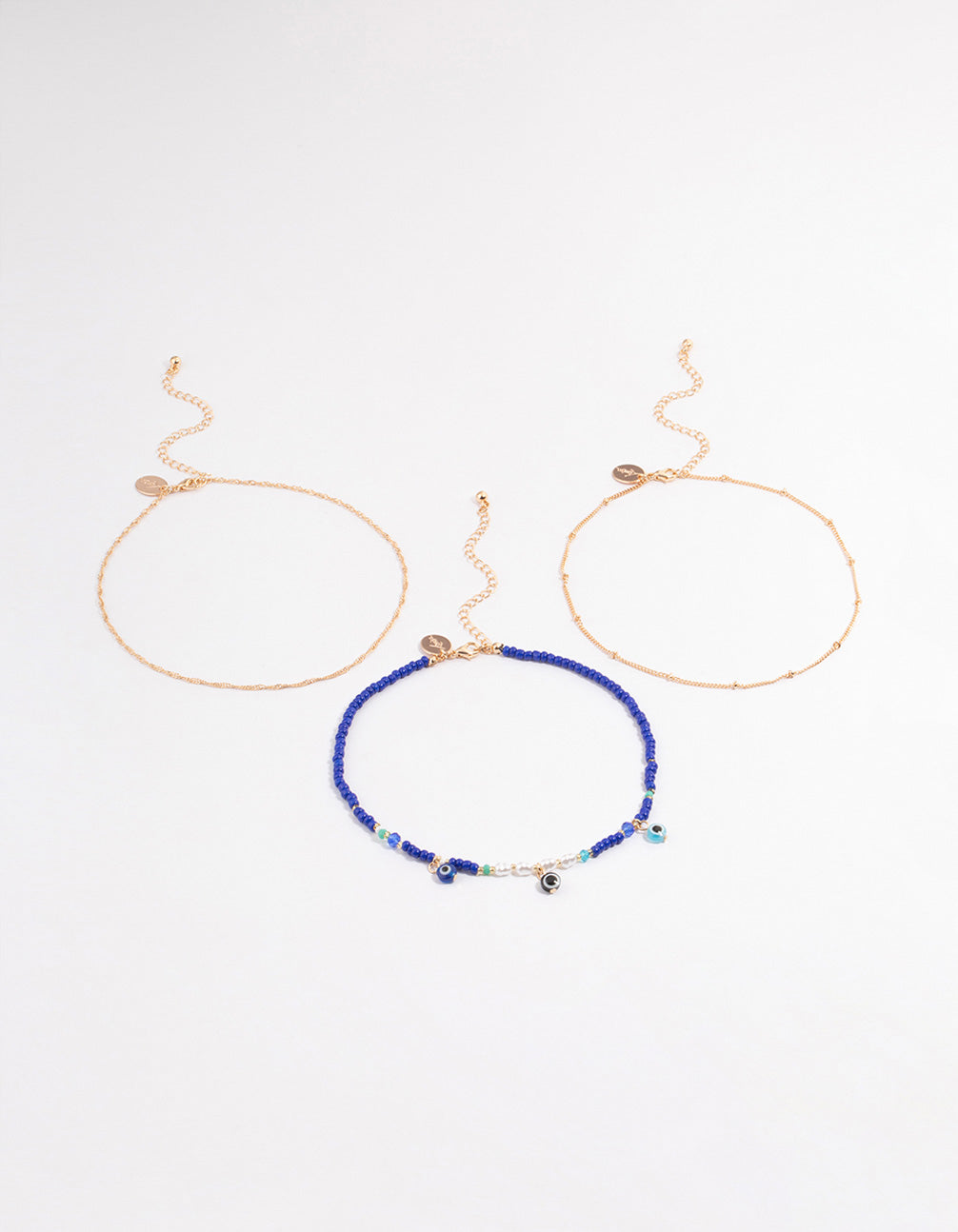 Gold Evil Eye Multi-Row Choker