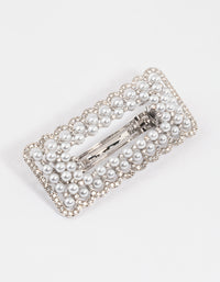 Silver Pearl Barrette Hair Clip - link has visual effect only