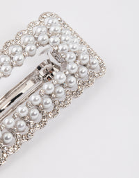 Silver Pearl Barrette Hair Clip - link has visual effect only