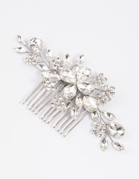 Silver Floral Diamante Hair Comb - link has visual effect only