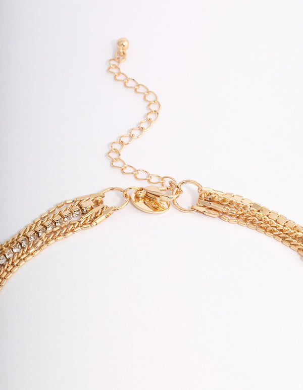 Gold Six Row Layered Necklace