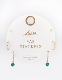 Gold Plated Brass Cubic Zirconia Round Cut Huggie Earrings Pack - link has visual effect only