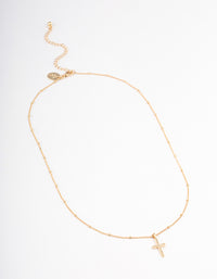 Gold Plated Brass Cubic Zirconia Paved Cross Necklace - link has visual effect only