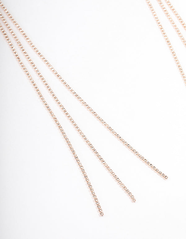 Rose Gold Triple Row Cupchain Scarf Necklace