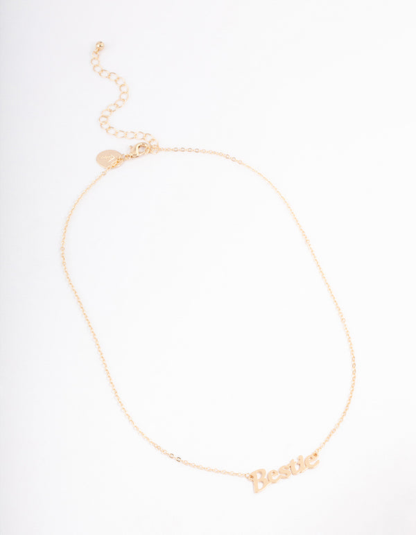Gold Bestie Script Necklace