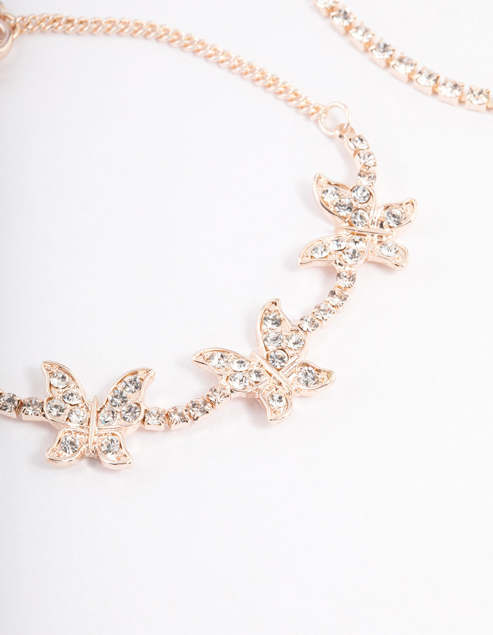 Rose Gold Diamante & Butterfly Bracelet Pack