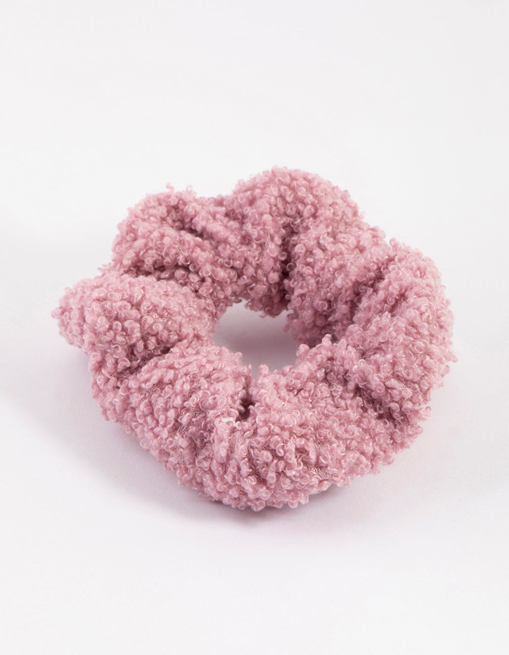 Pink Teddy Material Hair Scrunchie