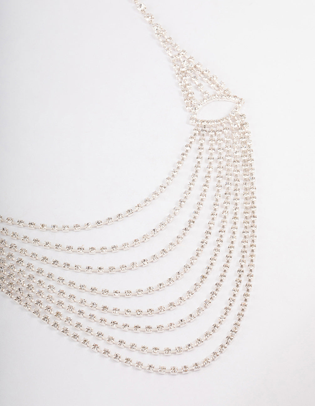 Silver Diamante Layered Statement Necklace