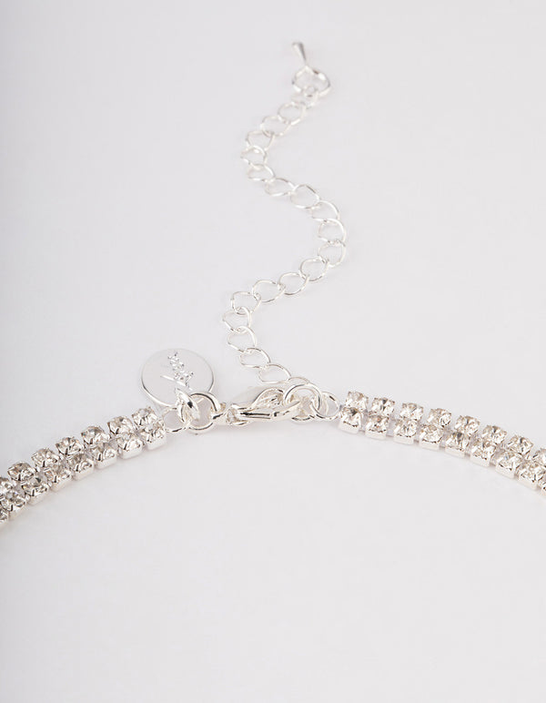 Silver Diamante Tassel Cupchain Jewellery Set