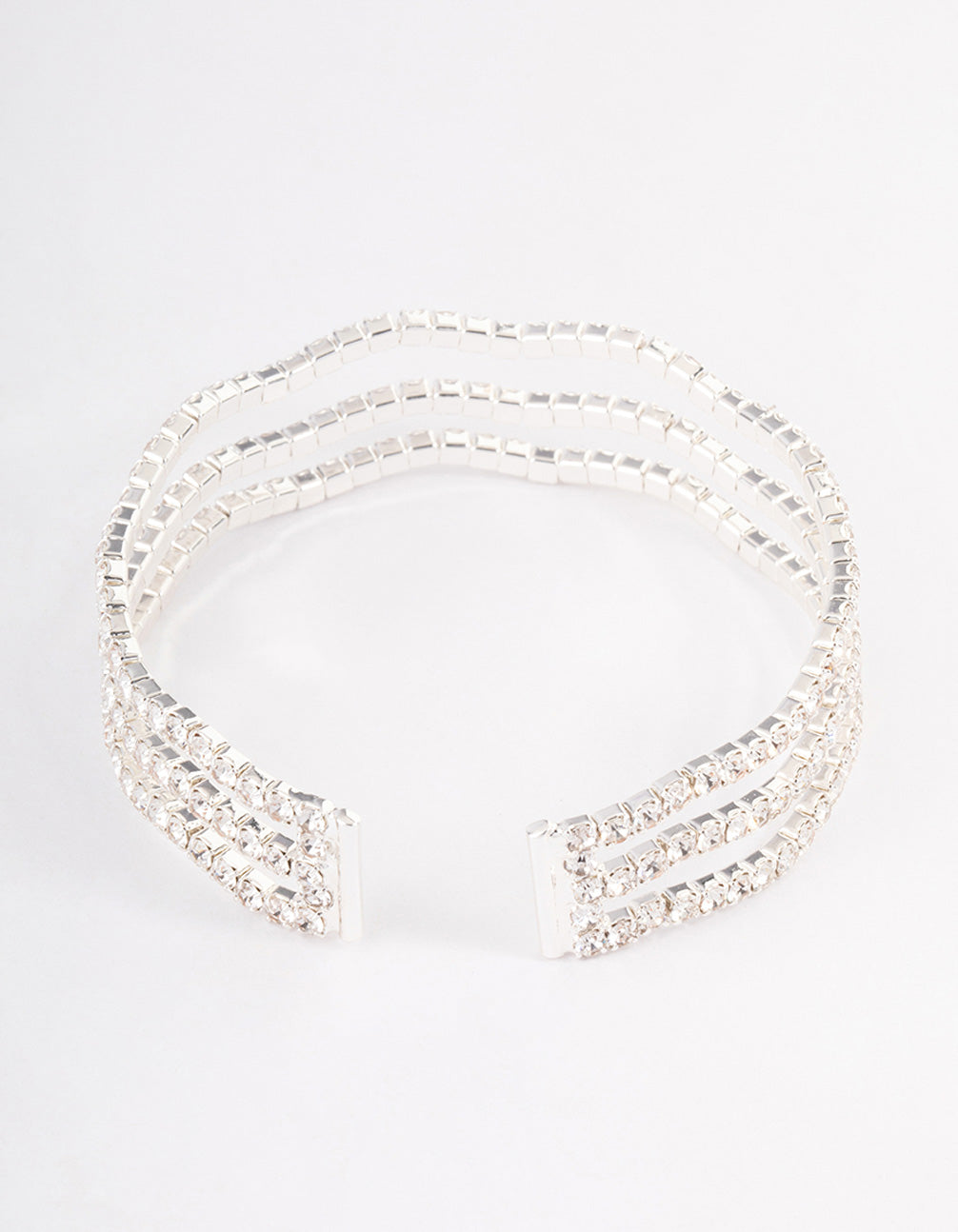 Silver Diamante Wave Cupchain Wrist Cuff