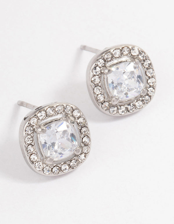 Surgical Steel Cubic Zirconia Rounded Stud Earrings