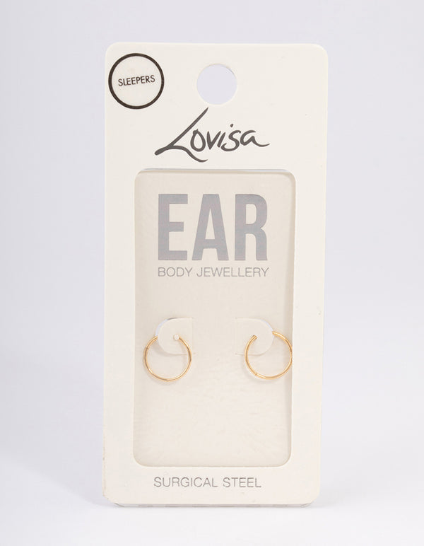 Gold Plated Surgical Steel Fine Sleeper Earrings 10mm