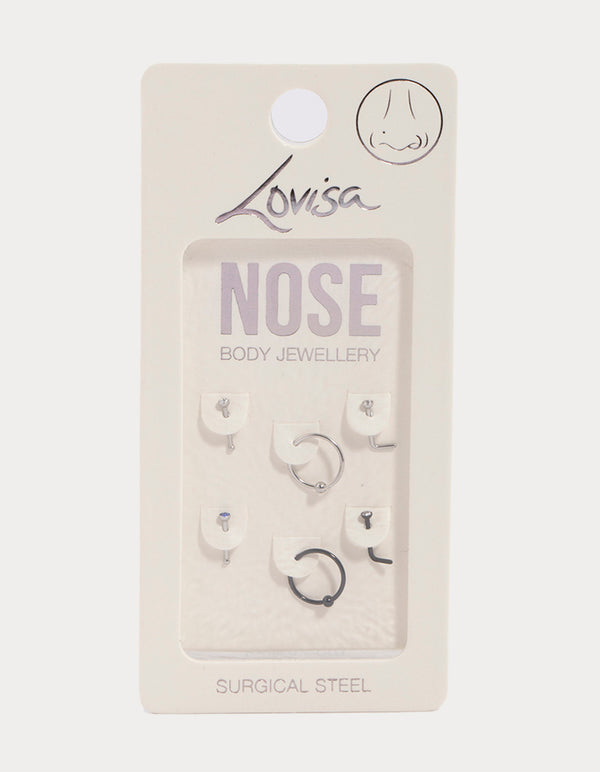 Surgical Steel Bezel & Ring Nose 6-Pack