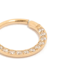 Gold Plated Titanium Cubic Zirconia Clicker Earring 7mm - link has visual effect only