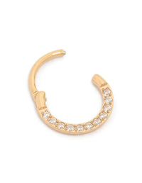 Gold Plated Titanium Cubic Zirconia Clicker Earring 7mm - link has visual effect only