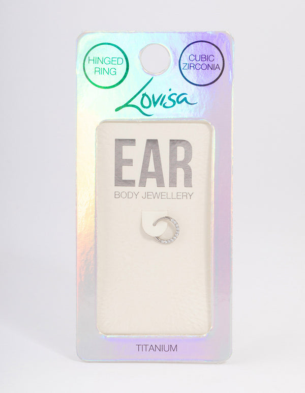 Titanium Cubic Zirconia Clicker Earring 7mm