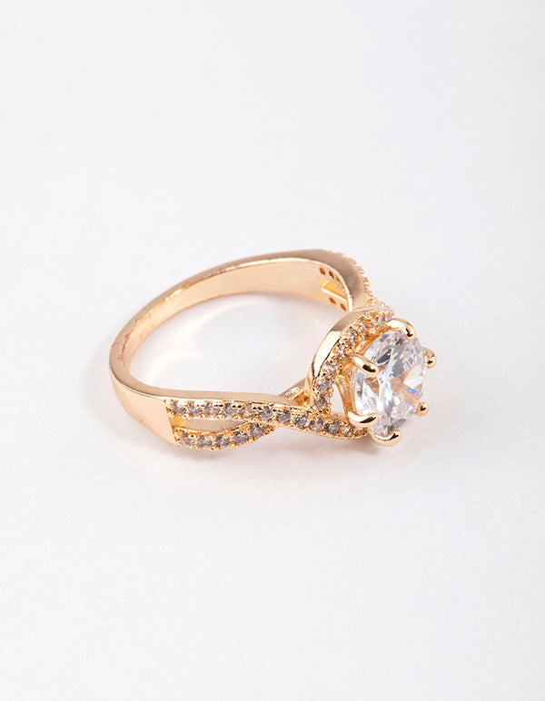 Gold Round Infinity Halo Ring