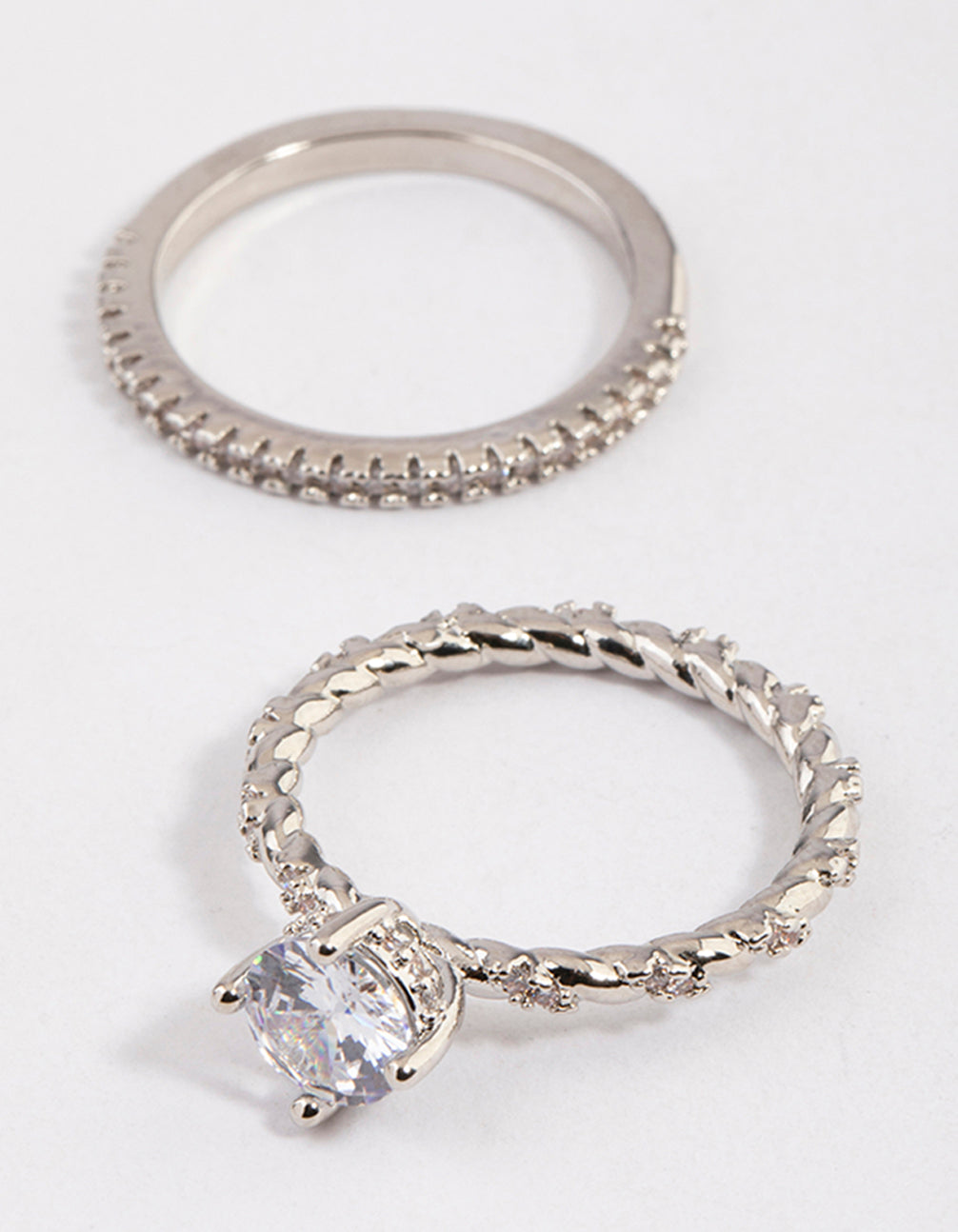 Silver Double Stack Rope Ring Set