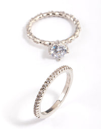 Silver Double Stack Rope Ring Set - link has visual effect only