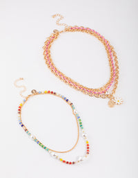 Gold Multi Charm Layered Necklace - link has visual effect only