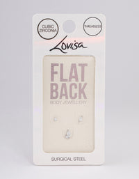 Surgical Steel Cubic Zirconia Leaf  Threadless Flat Back Studs Pack - link has visual effect only