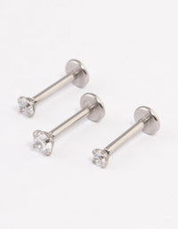 Surgical Steel Cubic Zirconia Threadless Flat Back Studs Pack - link has visual effect only