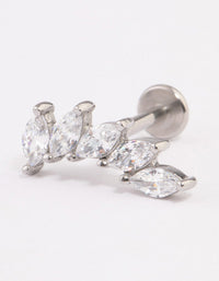 Surgical Steel Cubic Zirconia Leaf Flat Back - link has visual effect only