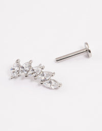 Surgical Steel Cubic Zirconia Leaf Flat Back - link has visual effect only