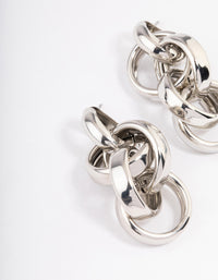 Silver Multi Link Drop Earrings - link has visual effect only
