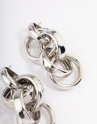 Silver Multi Link Drop Earrings - link has visual effect only