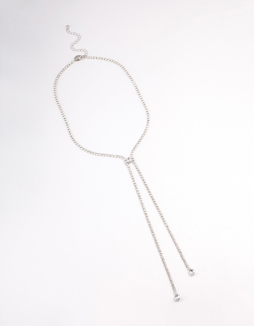 Silver Diamante Pear Y-Necklace