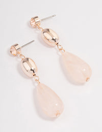 Rose Gold Ball & Pink Beaded Drop Earrings - link has visual effect only