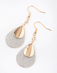 Gold Glitter Pear Drop Earrings - link has visual effect only