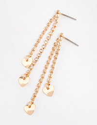Gold Double Cup Chain Heart Drop Earrings - link has visual effect only