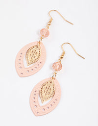 Pink Filigree Double Leaf Drop Earrings - link has visual effect only
