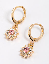 Gold Diamante Mini Flower Huggie Earrings - link has visual effect only